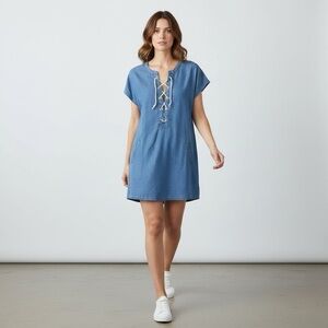 Swimsuits For All Tencel Blue Lace Up Cover Up Dress Size 10/12